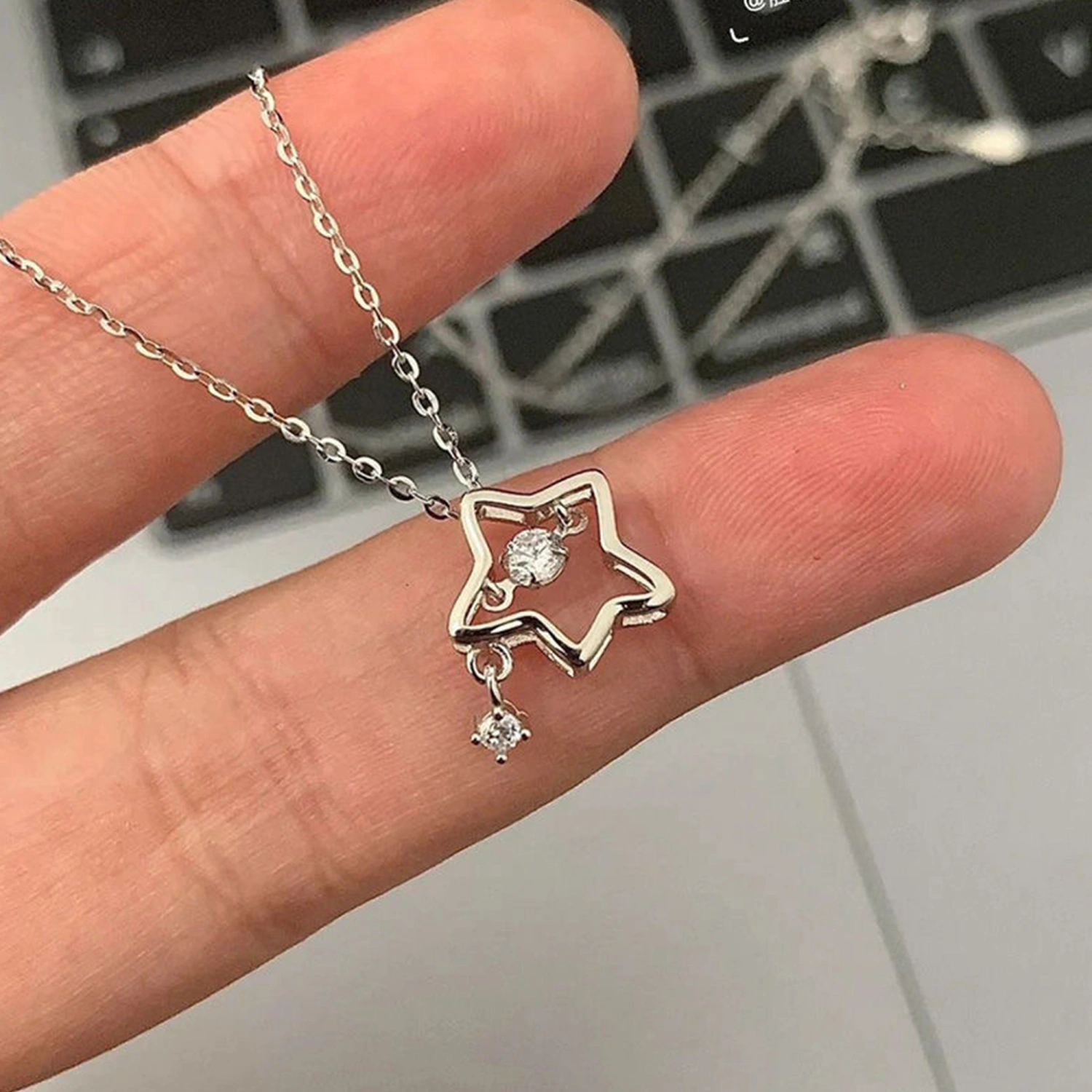 Rhinestone Star Pendant Necklaces Sweet Clavicle Chain Necklace