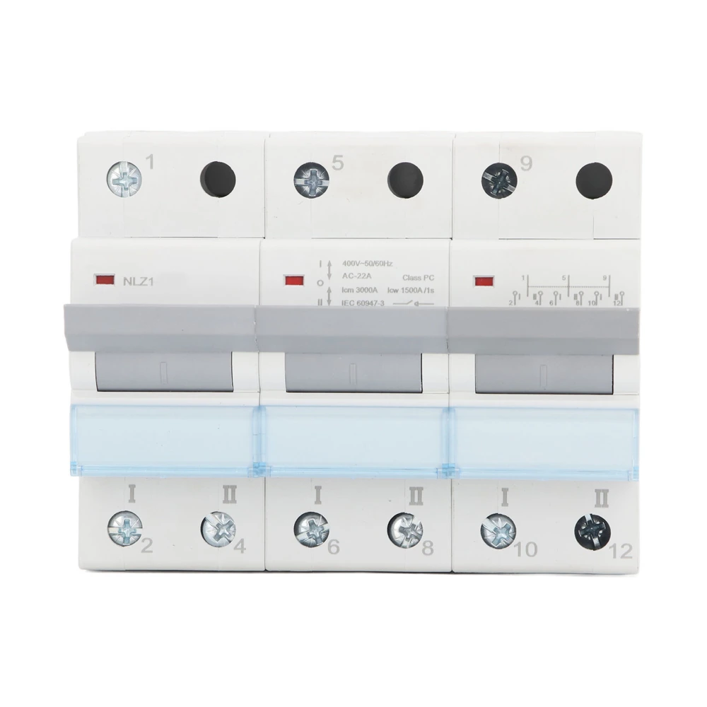 400VAC Dual Power Manual Transfer Switch 35mm DIN Rail Mount Single Side Interlock Circuit Breaker 3P MTS 100A