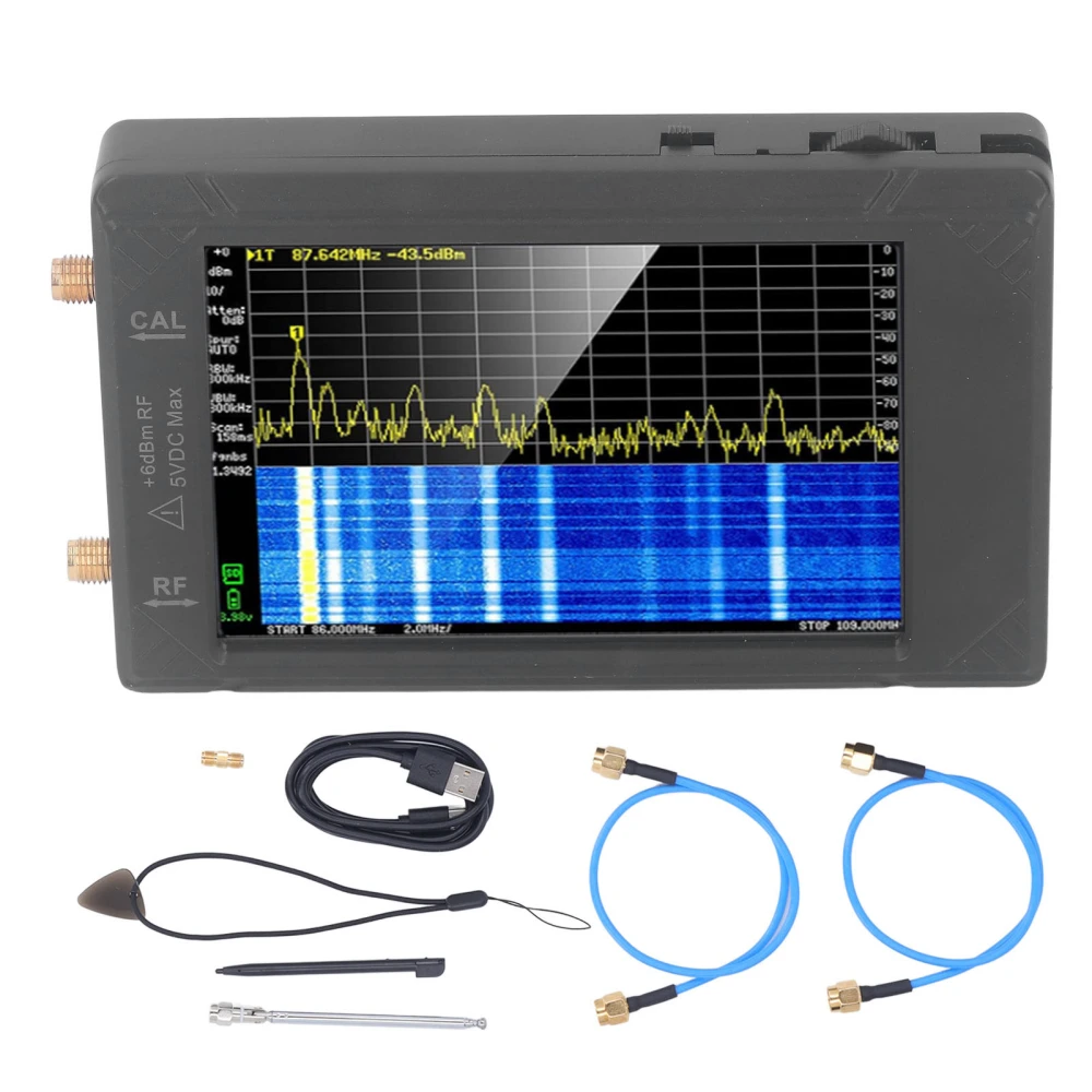 Mini Handheld Spectrum Analyzer 100kHz to 5.3GHz 4in Spectrum Analyzer Signal Generator for Tinysa 5V USB