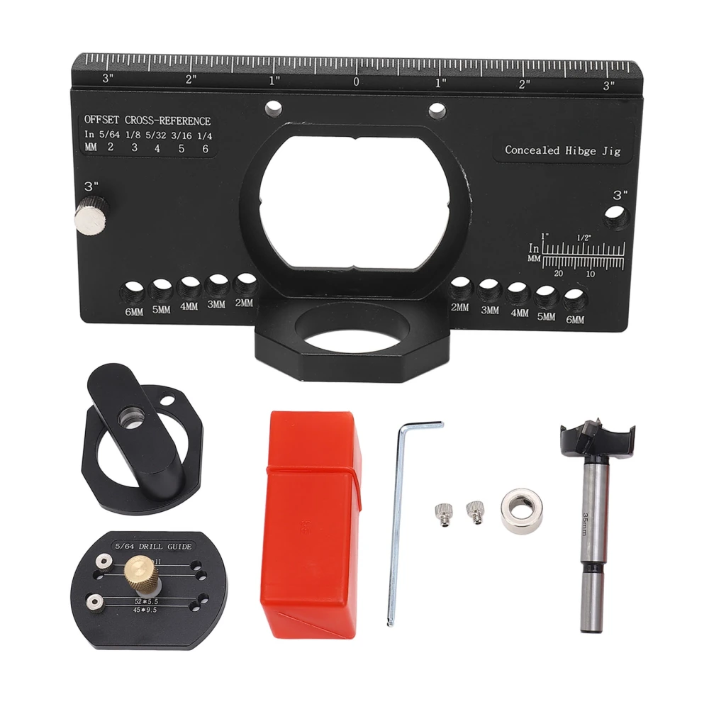 Concealed Hinge Jig Kit 35mm Woodworking Metal Hole Drilling Mounting Tool for Cabinet Doors