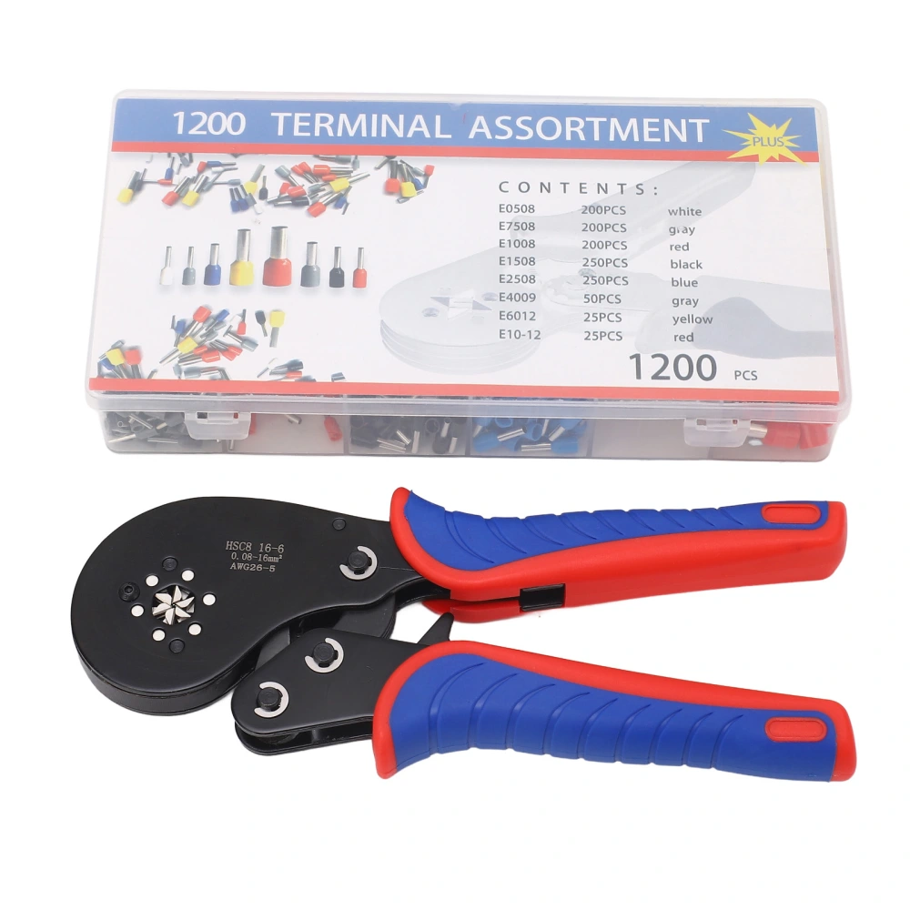 Crimping Tool Kit Portable Multifunctional 1200 Terminal Wire Crimper Kit with Ergonomic Handle