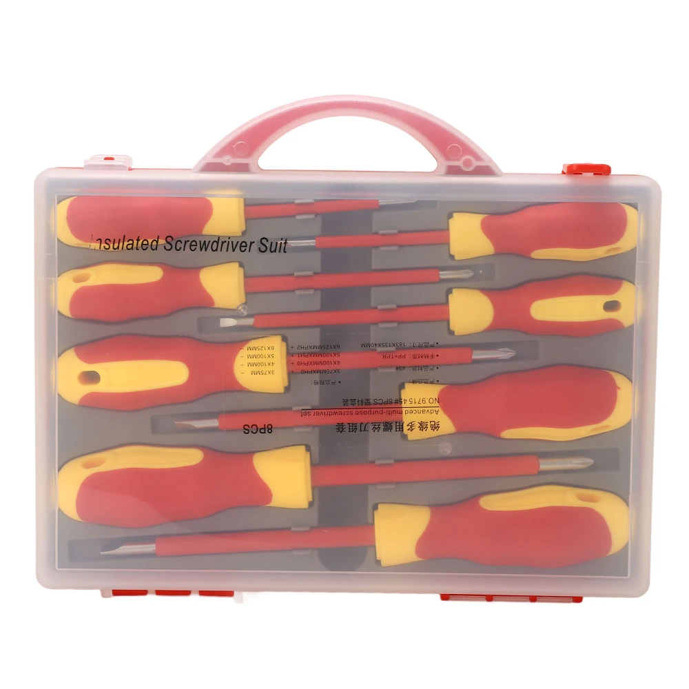 8 Piece 500V Insulated Screwdriver Set with Magnetic Tip Cross Slot Screwdriver Assortment Kit for Electrical Repair