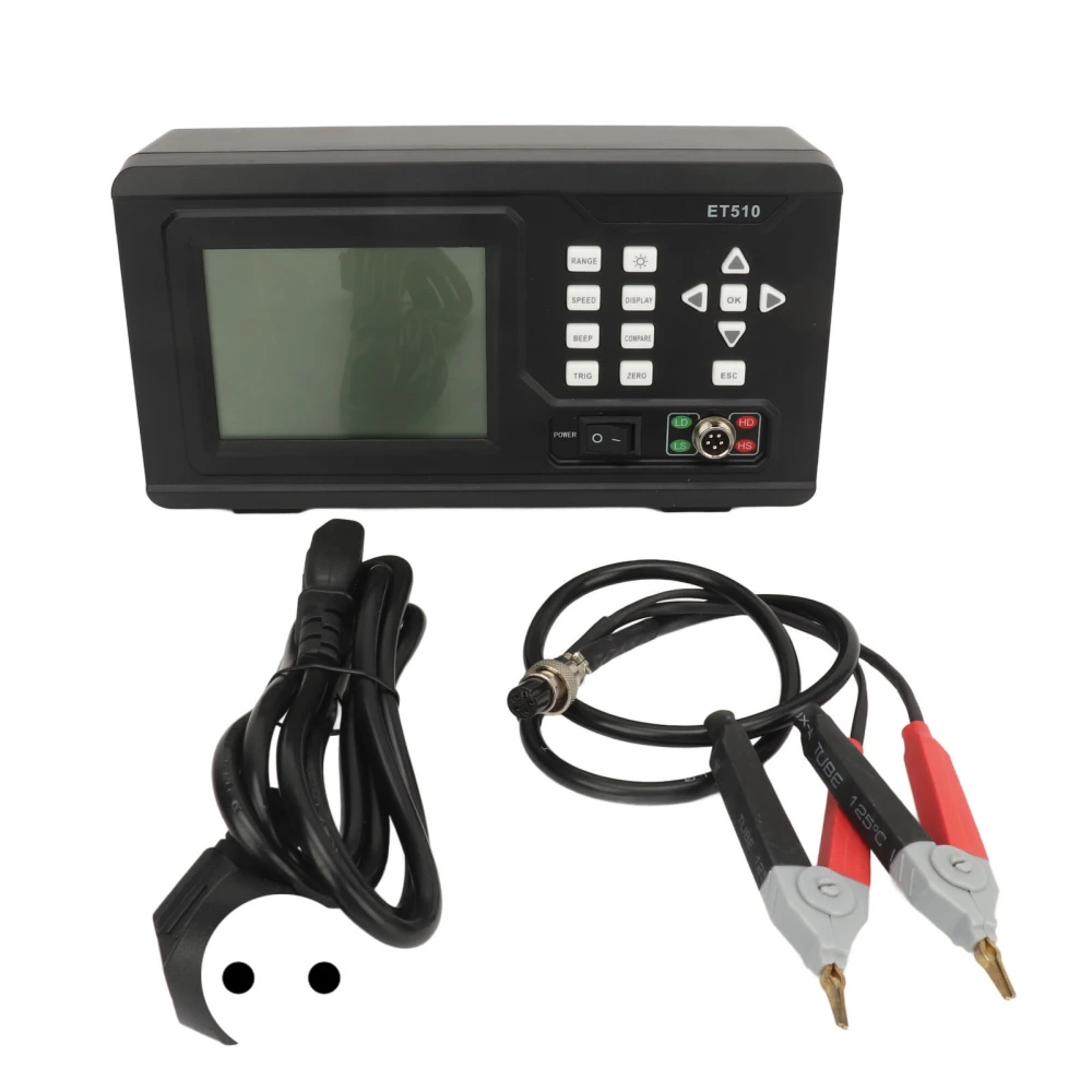 DC Low Resistance Meter 10uΩ to 5kΩ LCD Backlit Display Portable Milliohm Tester Micro Ohmmeter 110‑240VAC EU Plug