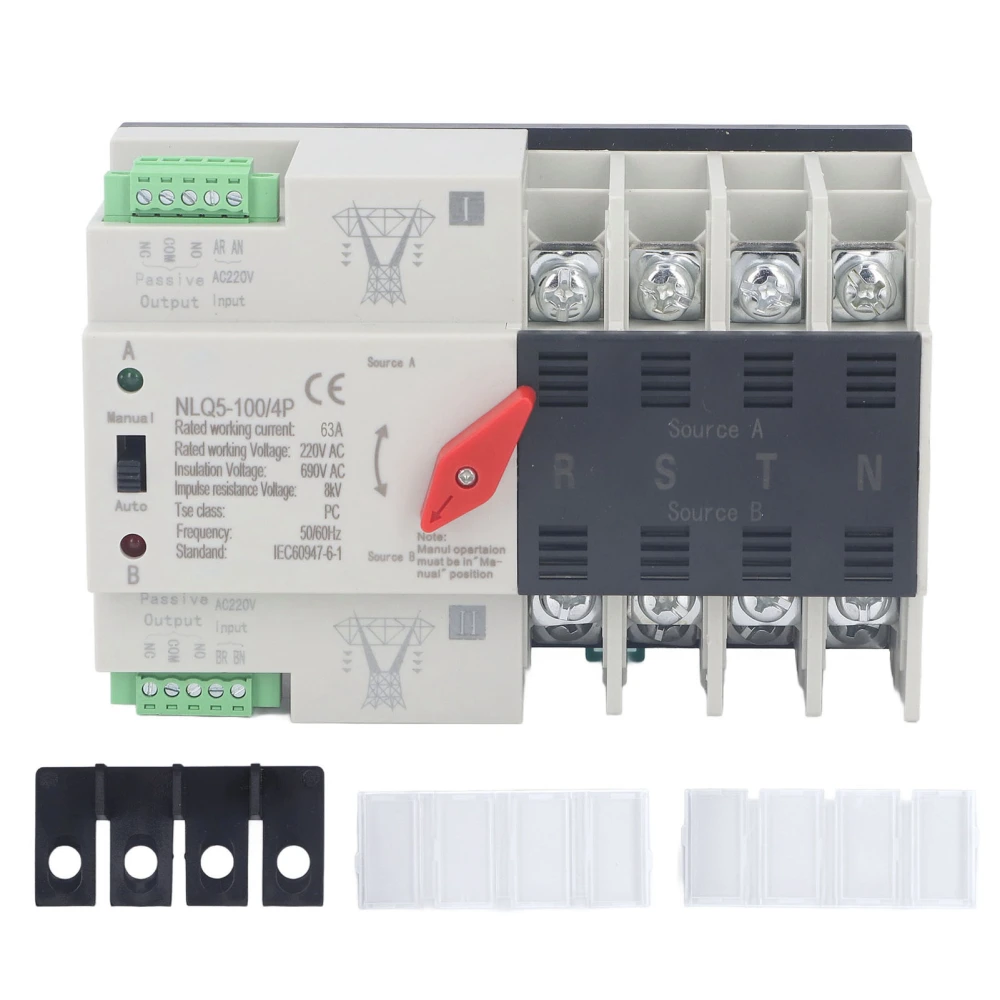 Dual Power Automatic Transfer Switch 4P Fast Switching Control Switch Silver Contact AC