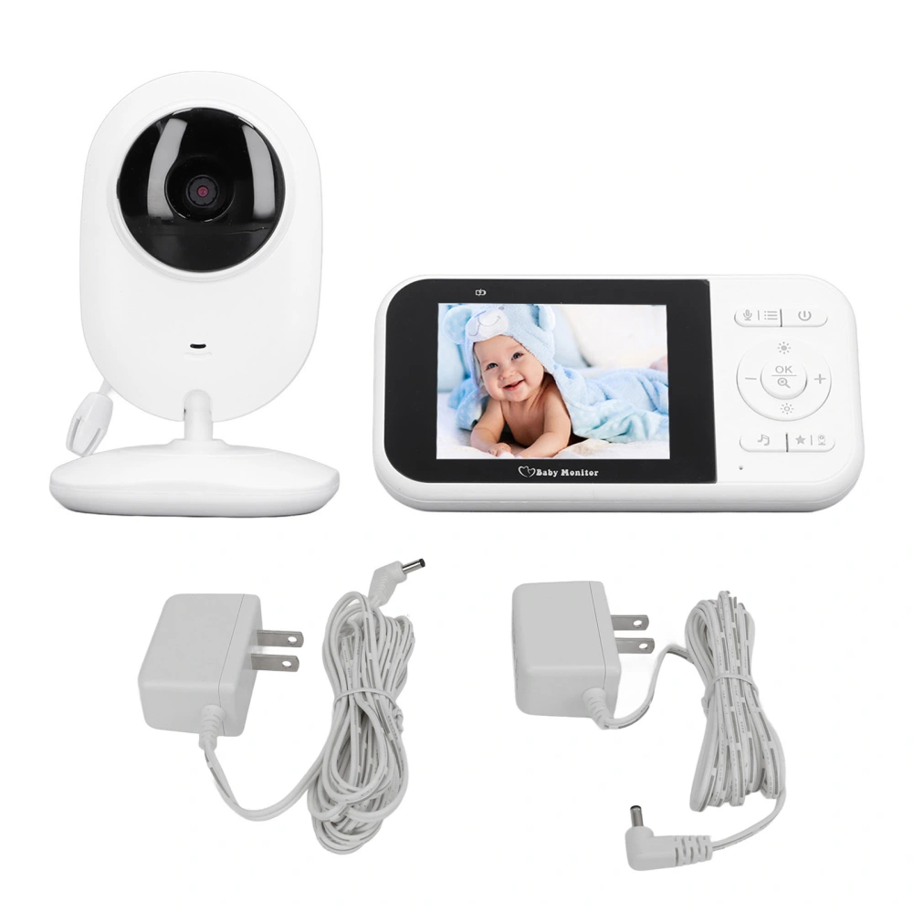 Baby Monitor with Audio Dual Way Talk 2.8 Inch Screen Monitor Indoor Security Camera 2200mAh Battery AC100‑240V US Plug