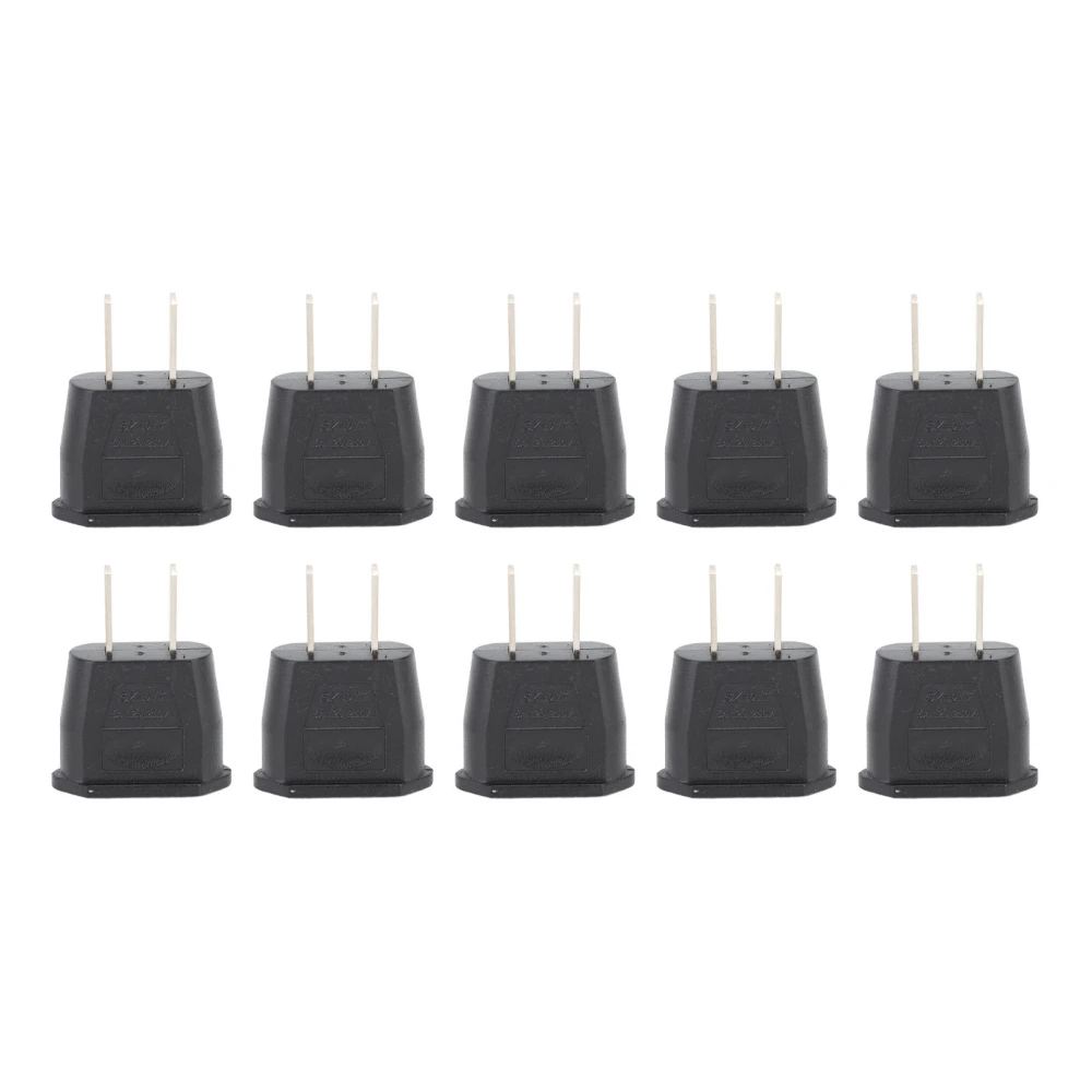 10PCS to Adapter 2 Prong Flat Plug to Round Outlet Converter for Home Travel Office Use 125‑