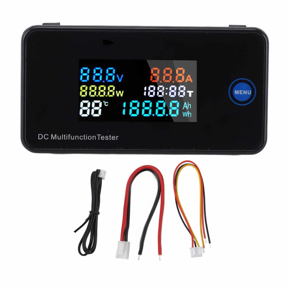 Digital Current Voltage Power Meter 0‑200V 0‑10A Temperature Display HD Color Screen DC Volt Amp Tester 8‑