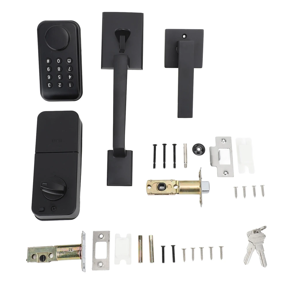 Keyless Entry Lock Set Fingerprint Auto Electronic Keypad Deadbolt Digital Smart Code with Doorknob Handle Black