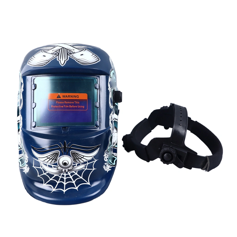 Auto Darkening Welding Helmet 93x43mm Large View Screen 2 Sensors Adjustable Solar Powered Welding Helmet Blue