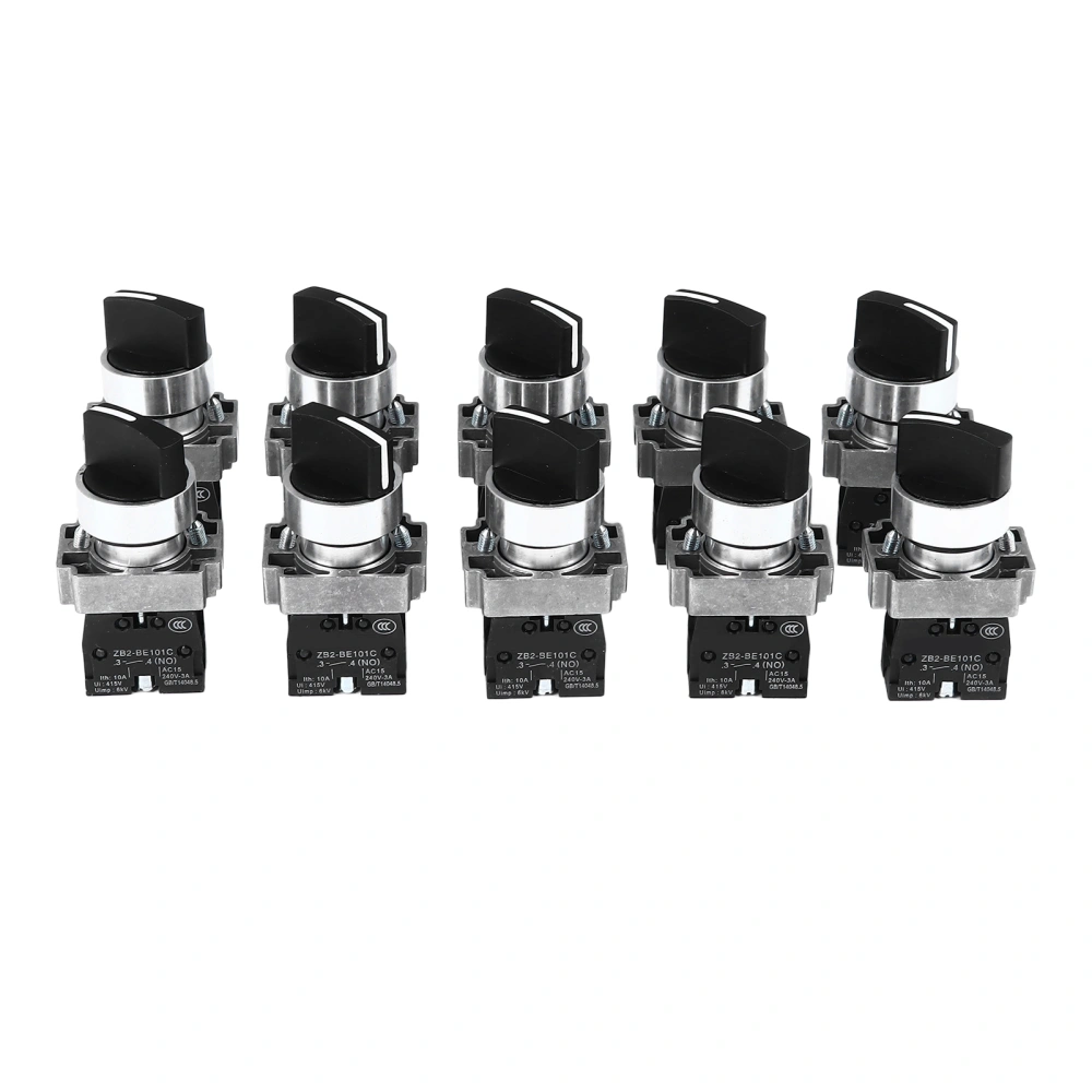 10Pcs Knob Switch Self Locking 2 Position 1 NO Rotary Selector Switch for Machine Control