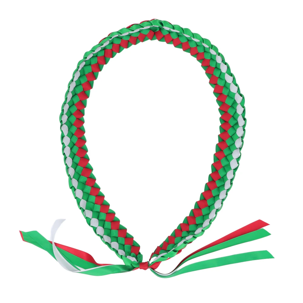 120CM Graduation Ribbon Lei Adjustable Handmade 4 Strands Braided Necklace for High School Middle School Master Doctor Green Red White Green