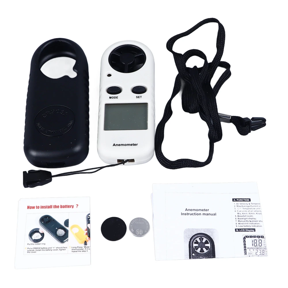 Anemometer LCD Digital Anemometer Wind Speed Sensor Auto Power Off Wind Speed Tester Meter for Outdoor