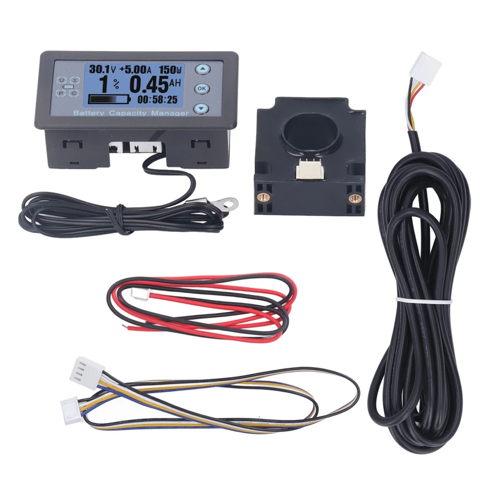 Battery Capacity Manager 50A Monitor LCD Digital Display Battery Coulometer for RV