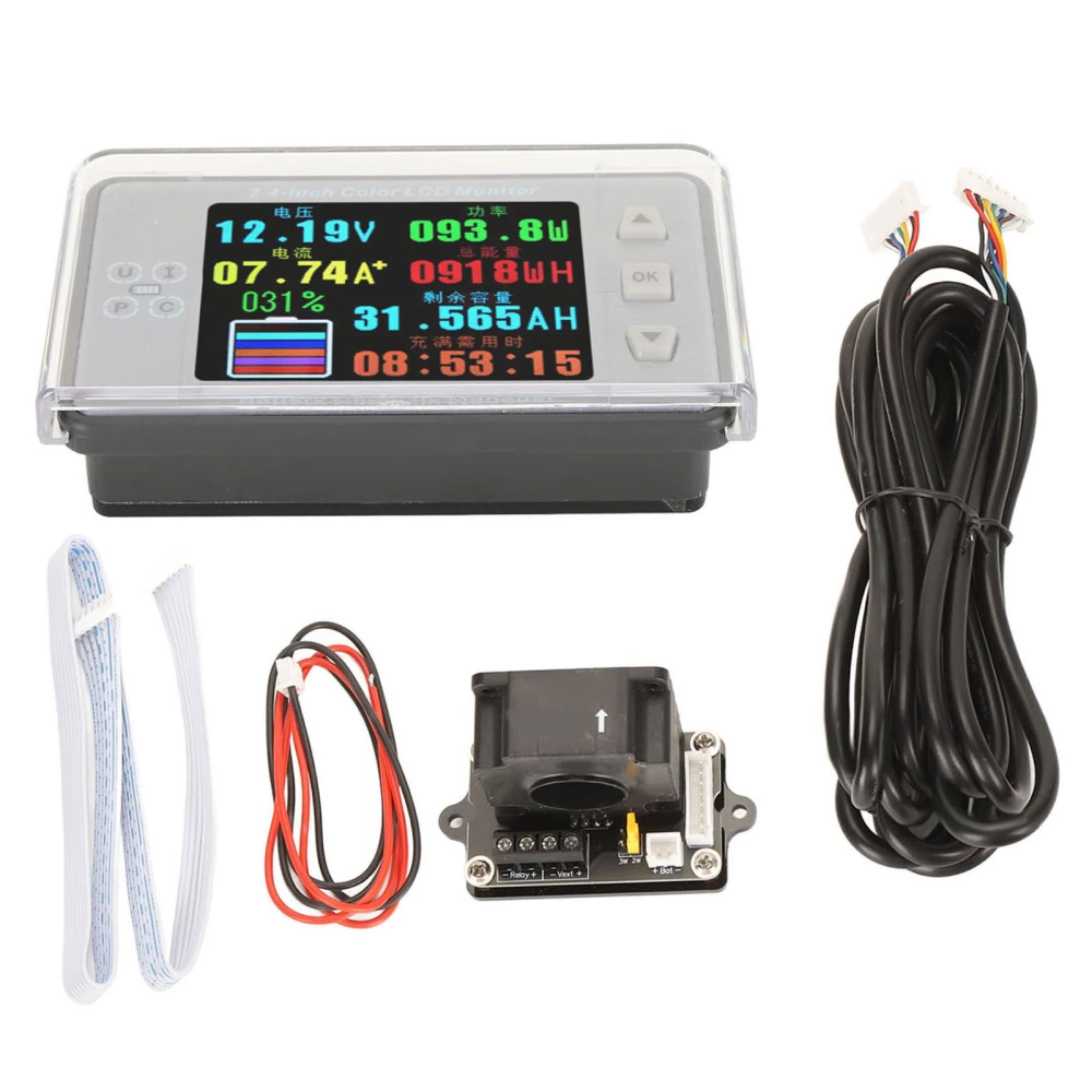 Battery Capacity Coulomb Meter Bluetooth Voltage Current Temp Monitor 50A with 3meter Extension Cable Sliding Cover