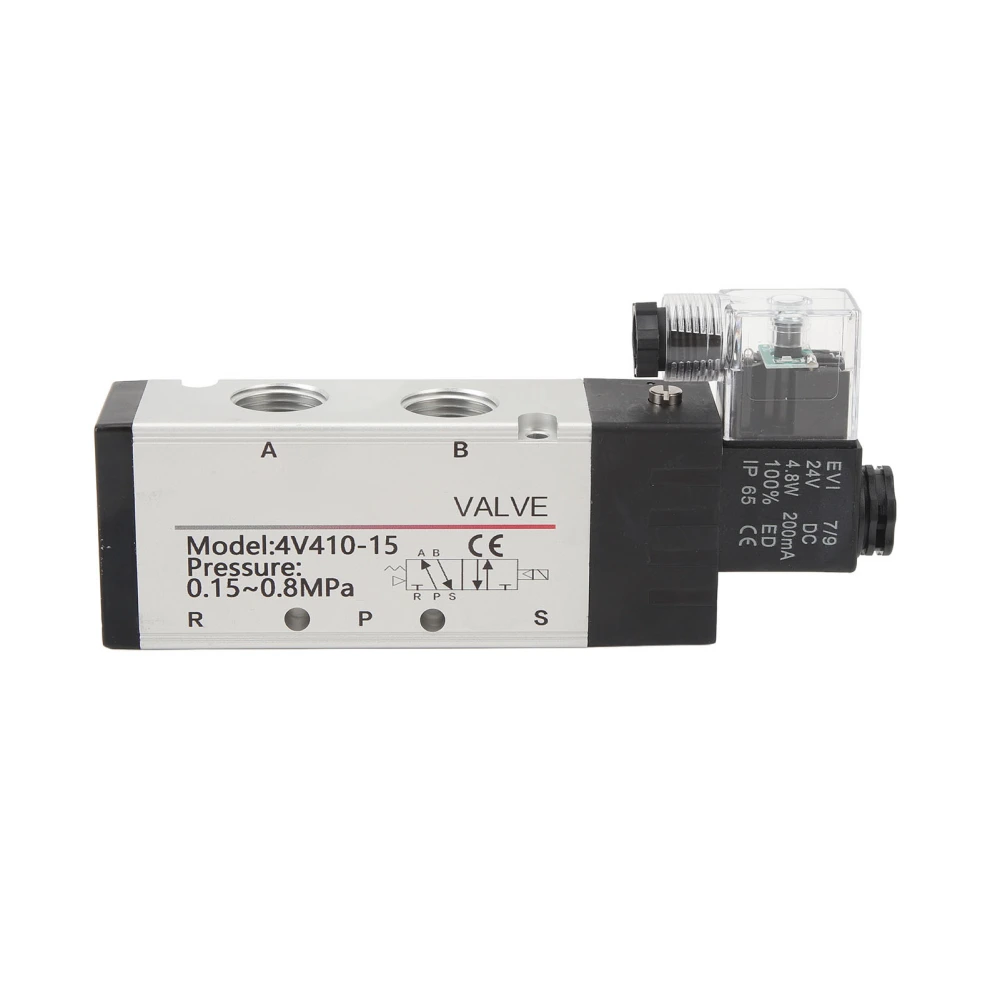 Electric Solenoid Valve 4V410 15 PT1/2 Interface 2 Position 5 Way Single Directional Control Solenoid Valve DC24V