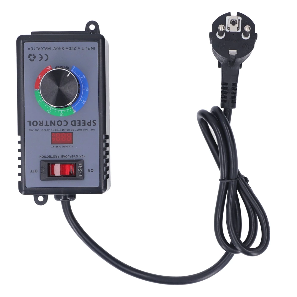 Motor Speed Controller 0‑220VAC Output Variable Fan Speed Regulator with Overload Protection AC220‑240V EU Plug