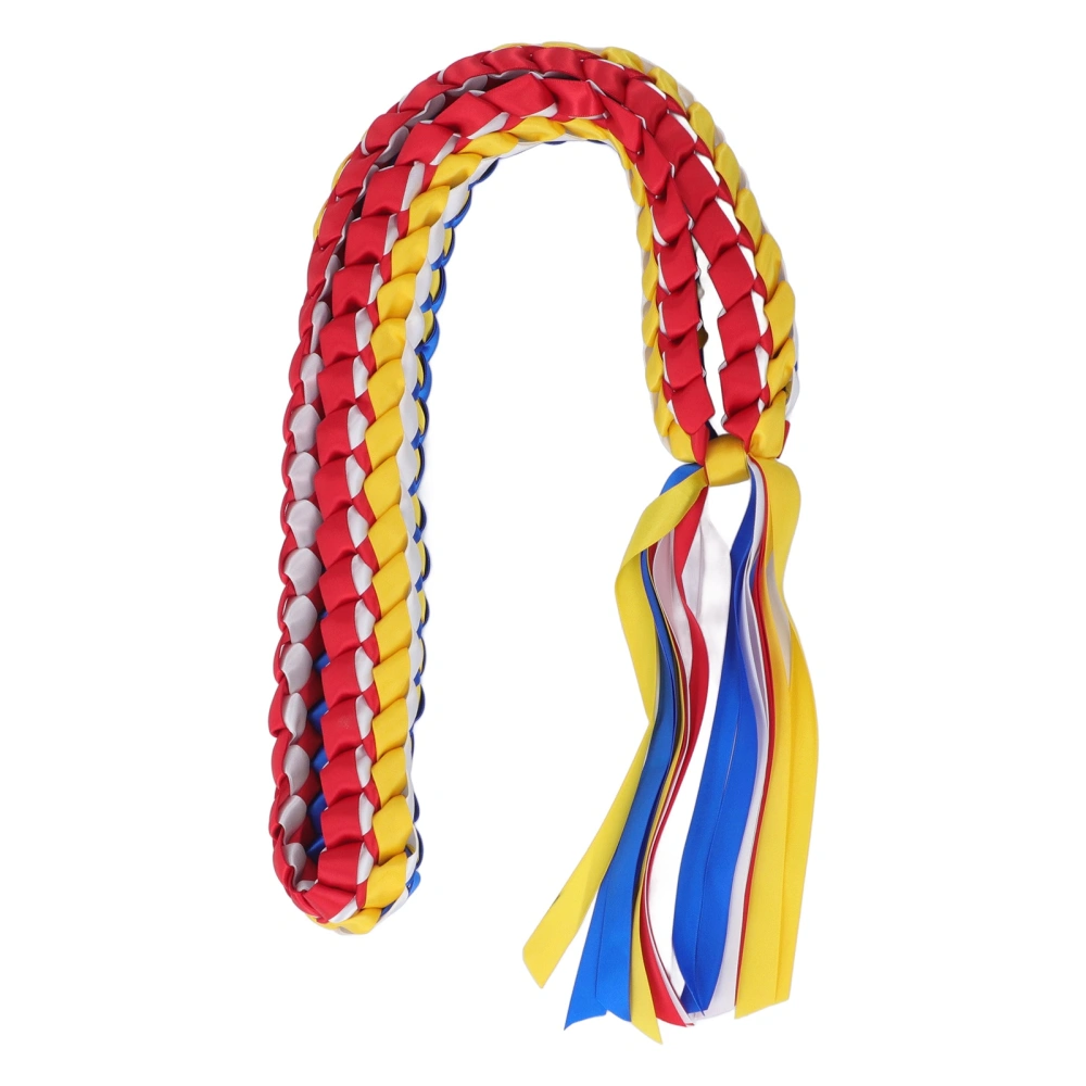 Graduation Ribbon Necklace 120cm Color Mixing 8 Strands Braided Necklace Ribbon Lei