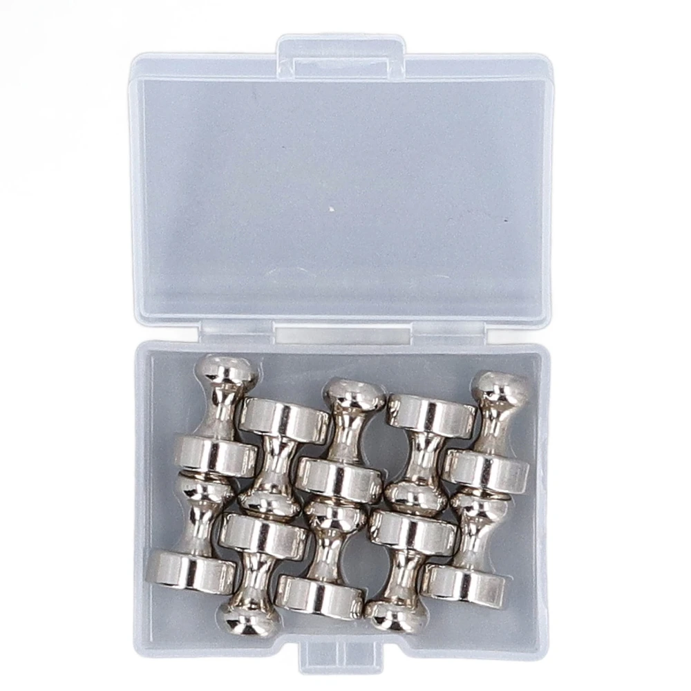 10Pcs Refrigerator Magnets Strong Metal for Fridge Whiteboard Office Classroom Map Kitchen Accessories with Storage Box Silver