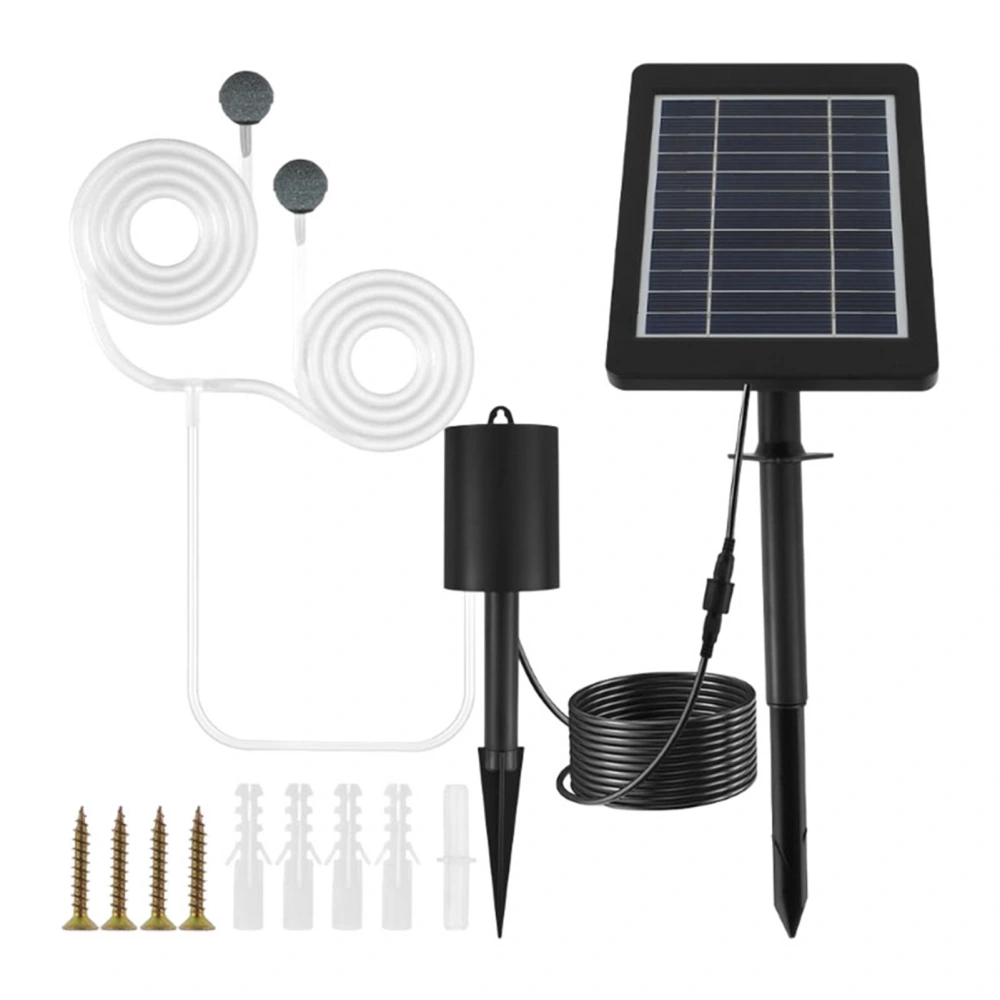 Solar Hydroponics Air Pump Ground Insertion 3 Gears Solar Powered Oxygen Air Pump for Outdoor Pool