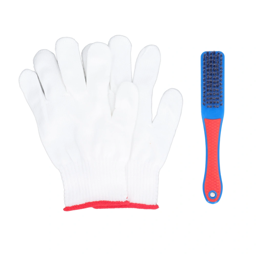 Stainless Steel Brush Comfortable Silicone Handle Portable Wire Brush Set with Gloves for Wheels Floors