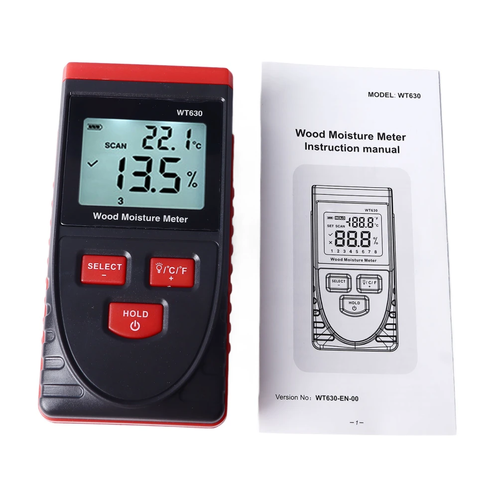 Wood Moisture Meter High Accuracy Non Destructive Backlit Display Wood Moisture Analyzer for Carpenter