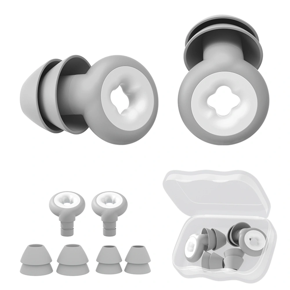 Noise Cancelling Ear Plug Silicone Reusable Portable Sound Blocking Ear Plug for Sleeping Grey