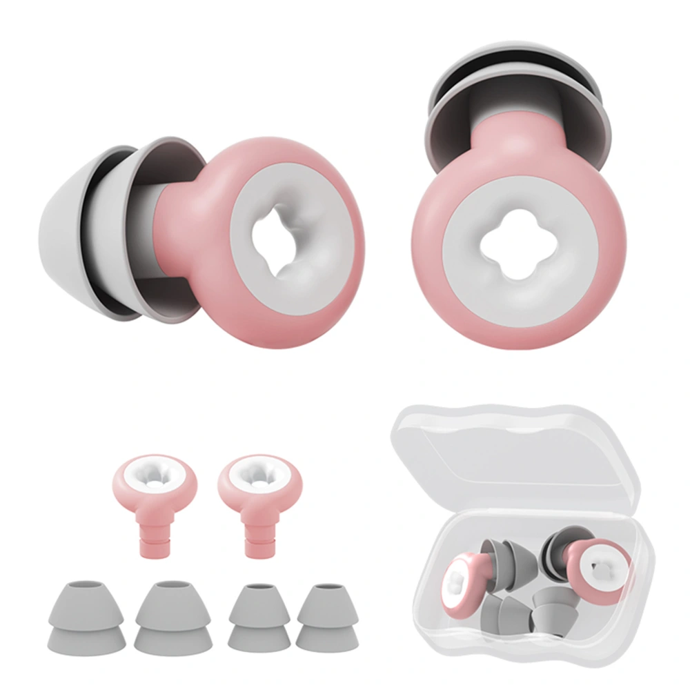 Noise Cancelling Ear Plug Silicone Reusable Portable Sound Blocking Ear Plug for Sleeping Pink