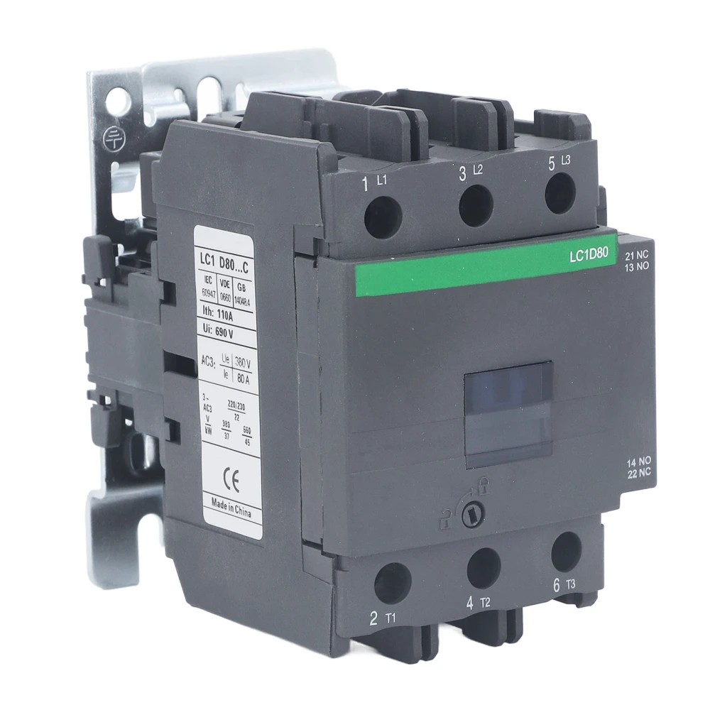 80A AC Contactor 1 Normally Open 1 Normally Closed LC1D80 Industrial Contactor 380V Rated Voltage AC24V Coil