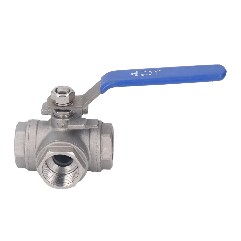 3 Way Ball Valve 1in 304 Stainless Steel Female T Type Manual Drive for Water Oil Gas