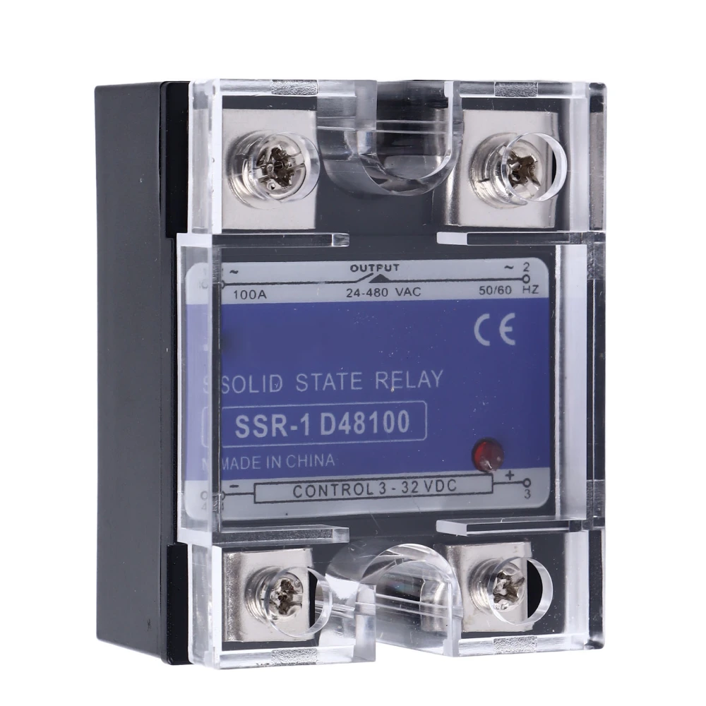 Solid State Relay Single Phase DC to AC SSR with Plastic Cover Input DC3‑32V Output AC24~480V 100A