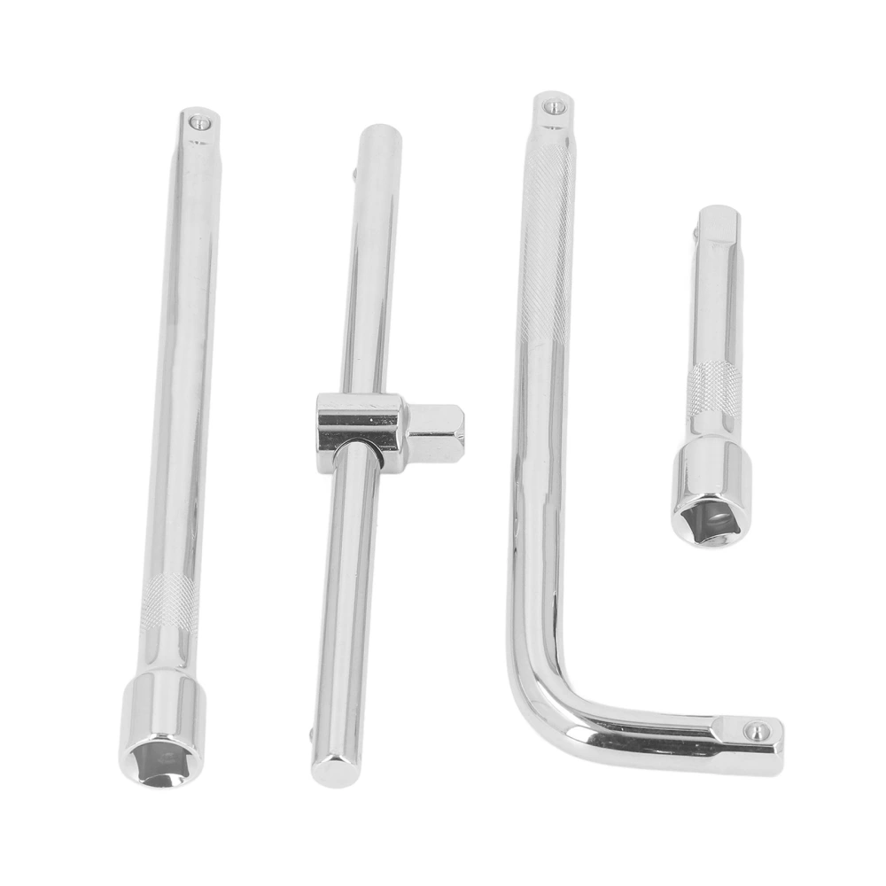 4PCS Set Drive Socket Extension Bar Chrome Vanadium Steel Sliding Bar T Handle Wrench for Automobile Maintenance