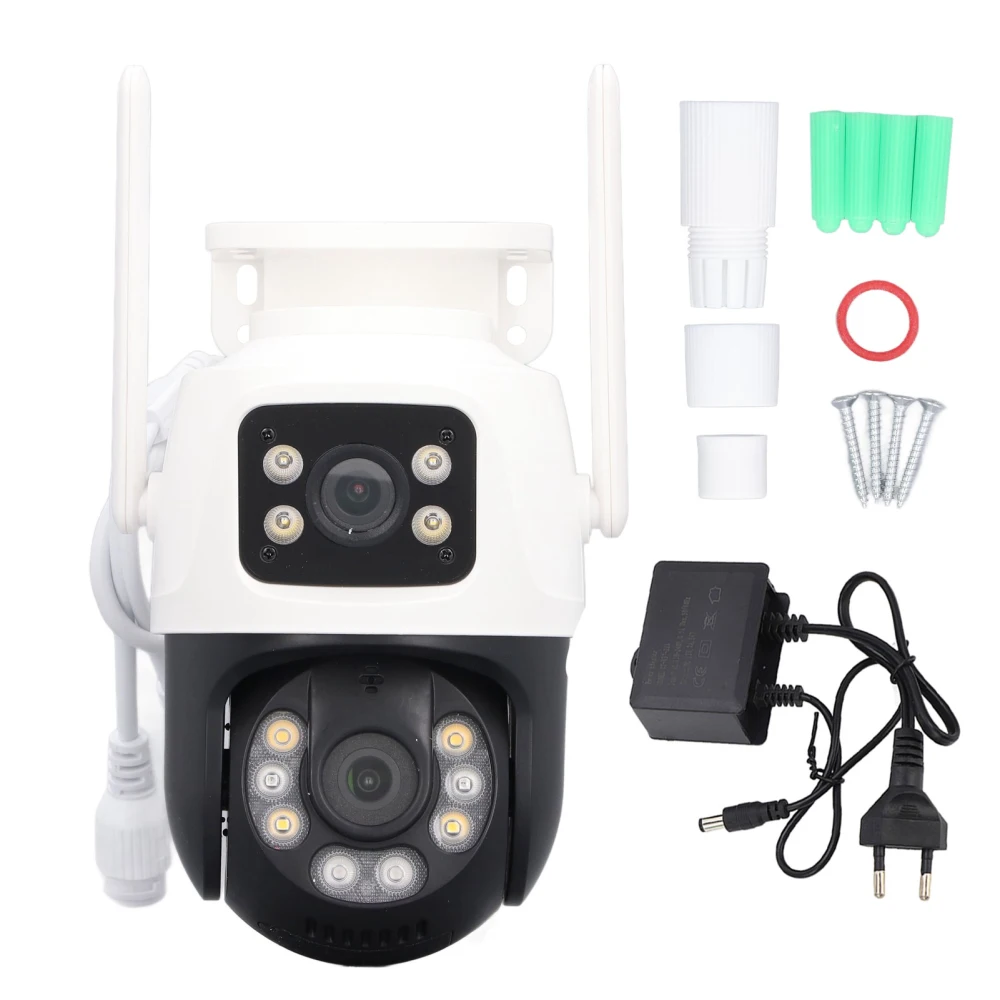 Dual Lens Security Camera WiFi IP66 Night Vision Motion Detection Outdoor Surveillance Camera 110‑240V EU Plug