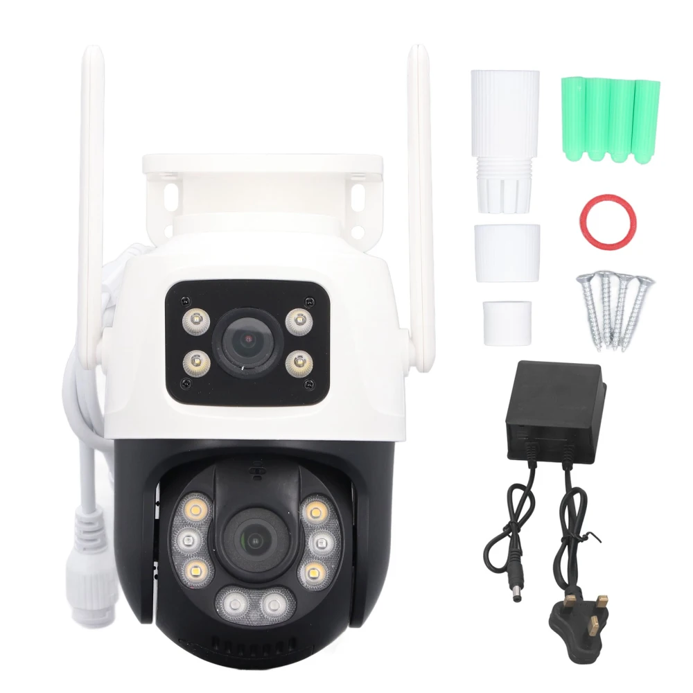 Dual Lens Security Camera WiFi IP66 Night Vision Motion Detection Outdoor Surveillance Camera 110‑240V UK Plug