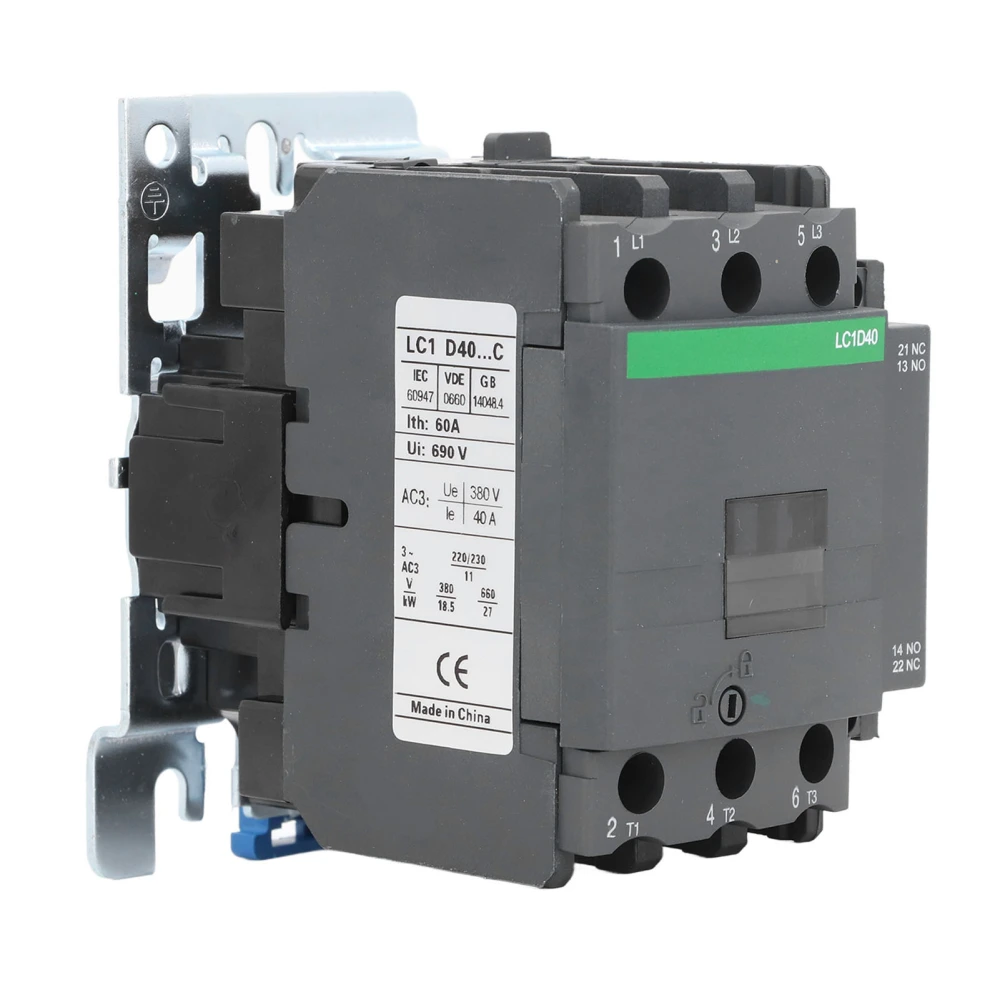 Low Voltage AC Contactor 1 Normally Open 1 Normally Closed LC1D40 Electronic Contactor 40A 380V Rated Voltage AC24V Coil