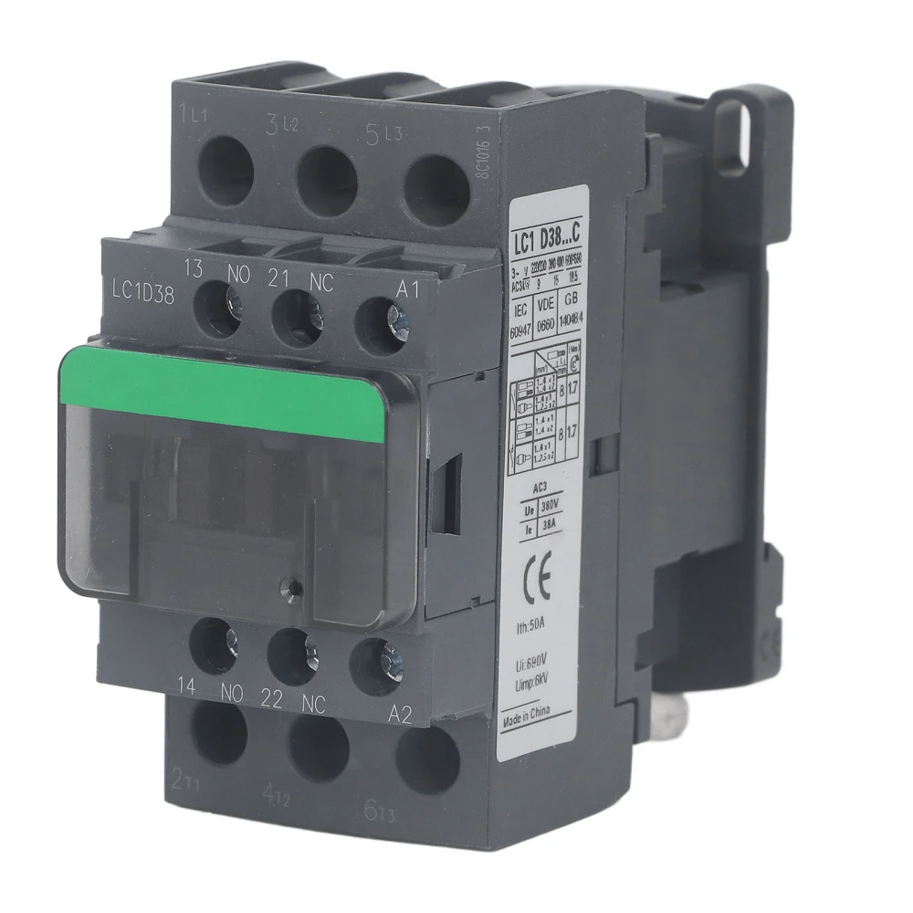 AC Contactor 38A 1 NO 1 NC Strong Conductivity High Voltage Electric Contactor for Industrial Control 380V AC380V Coil