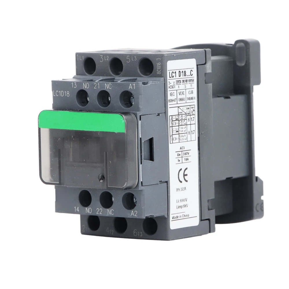 LC1D18 AC Contactor 380V Rated Voltage Industrial Electric AC Contactor Replacement 18A AC110V Coil Voltage