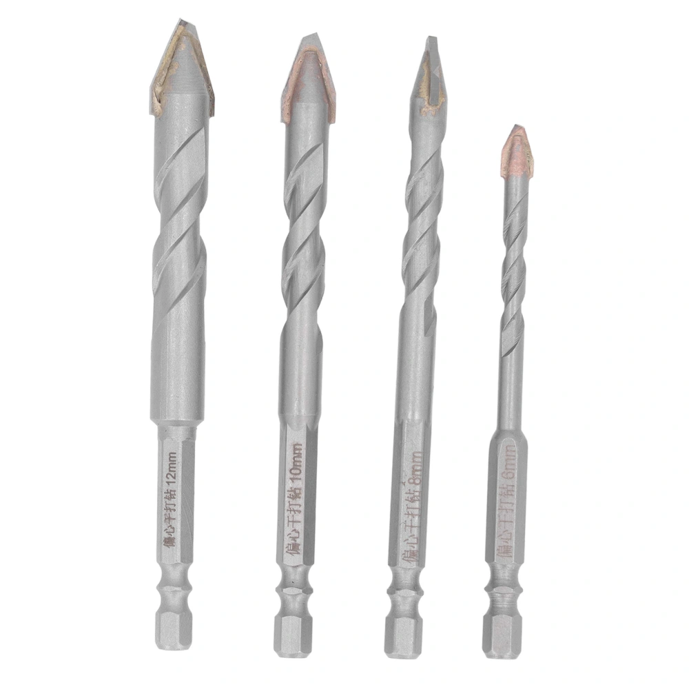 4Pcs Cemented Carbide Twisted Drill Bit Set Multifunctional Sandblast Threaded Masonry Drill Bit for Glass Ceramic