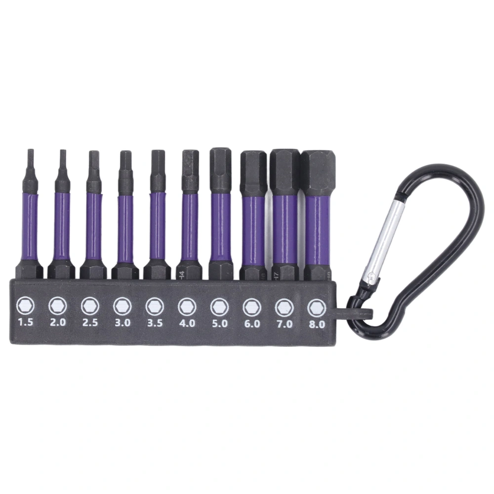 10Pcs Screwdriver Bit Set Strong Magnetic High Torsion Anti Slip 6.35mm Hex Shank Screw Driver Bit 50L