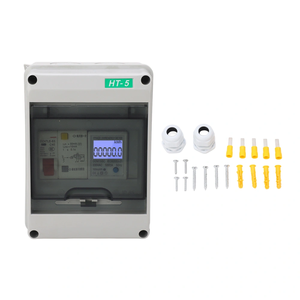 230VAC Leakage Protection Air Switch and 220VAC Single Phase Energy Meter with IP65 Waterproof Distribution Box