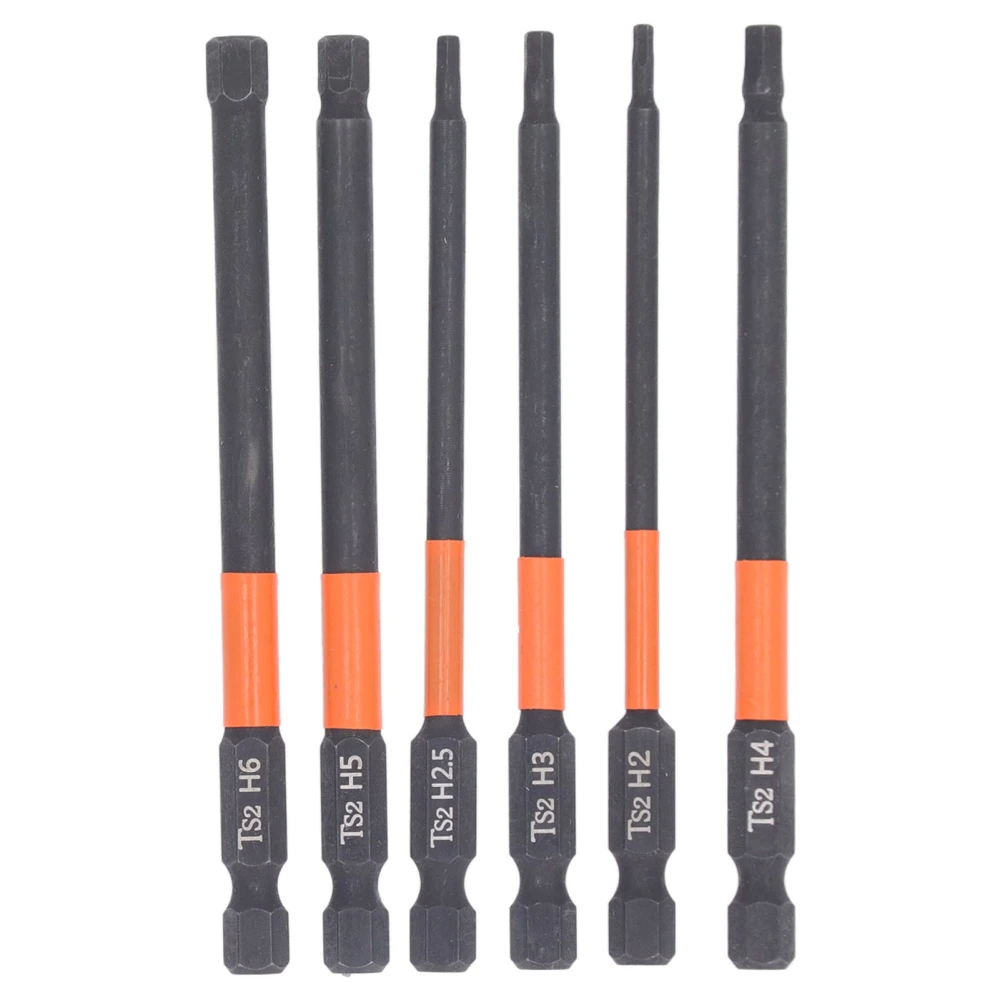 6 Pcs Set Hex Wrench Drill Bit H2 To H6 100L S2 Alloy Strong Magnetic Hex Key Drill Bit for Home Automotive Repair