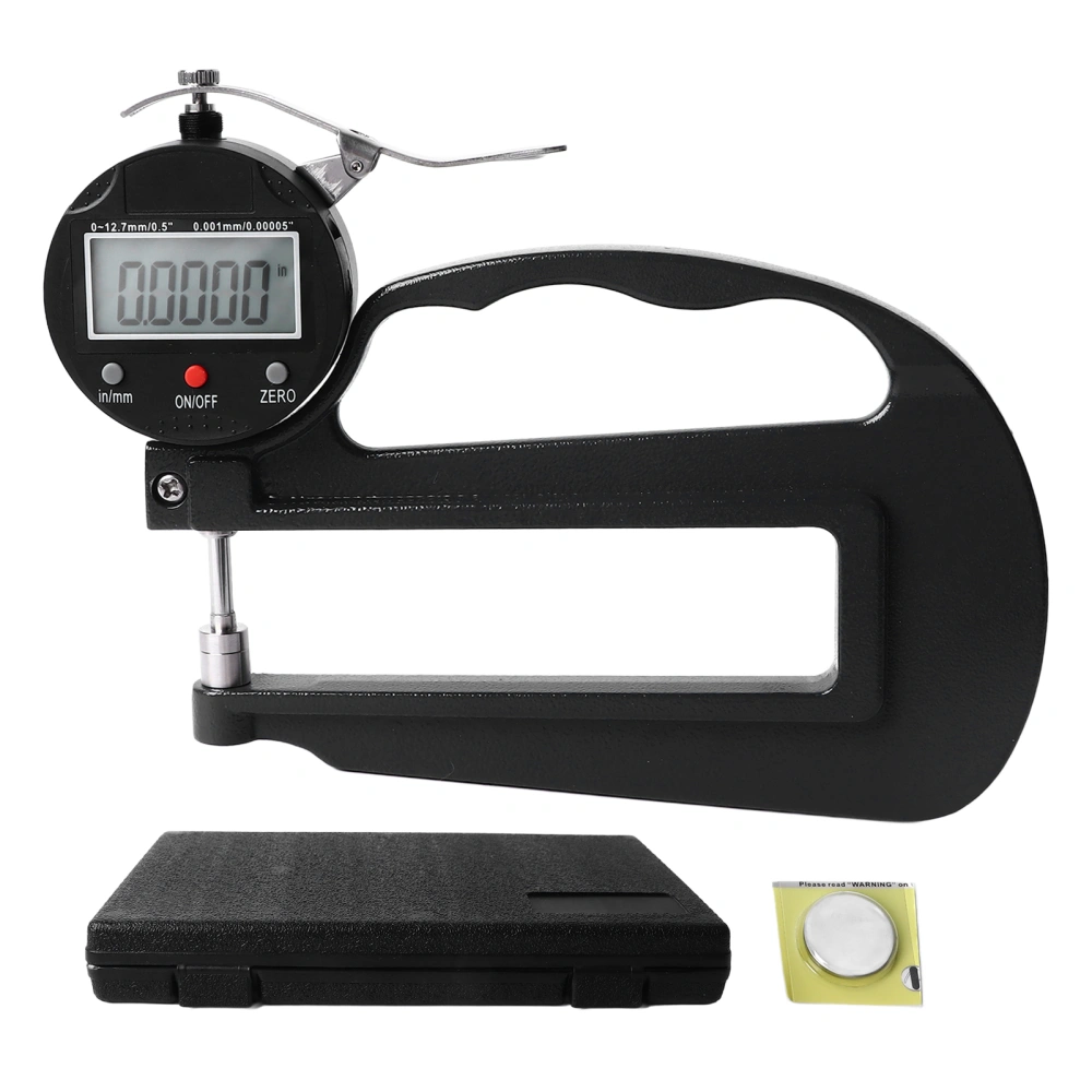 Digital Thickness Gauge 0.001mm 0.00005in Resolution 12.7mm 0.5in Range Aluminum Alloy Dial Thickness Meter