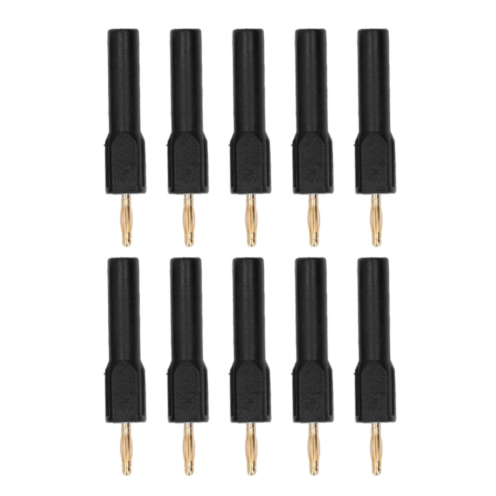 10Pcs Banana Plugs Connector 2mm Male to 4mm Female Adapter Gold Plated Brass 30V Black