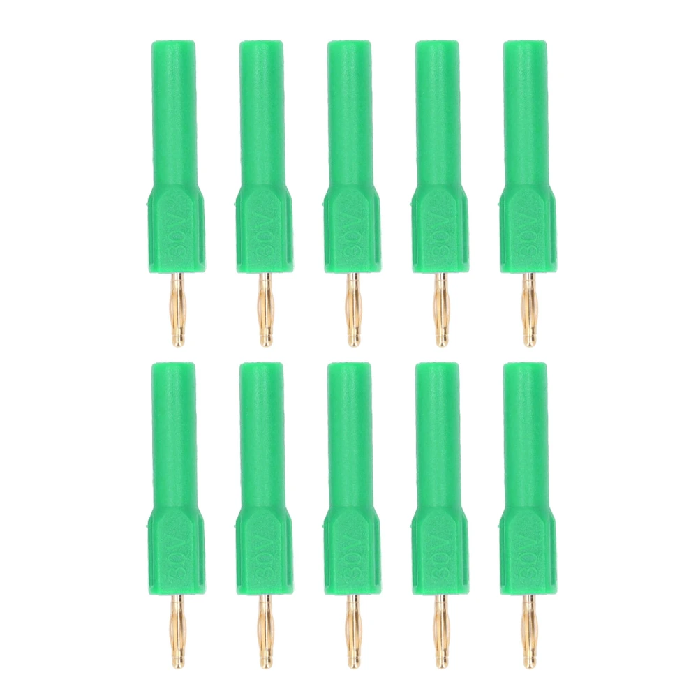 10Pcs Banana Plugs Connector 2mm Male to 4mm Female Adapter Gold Plated Brass 30V Green