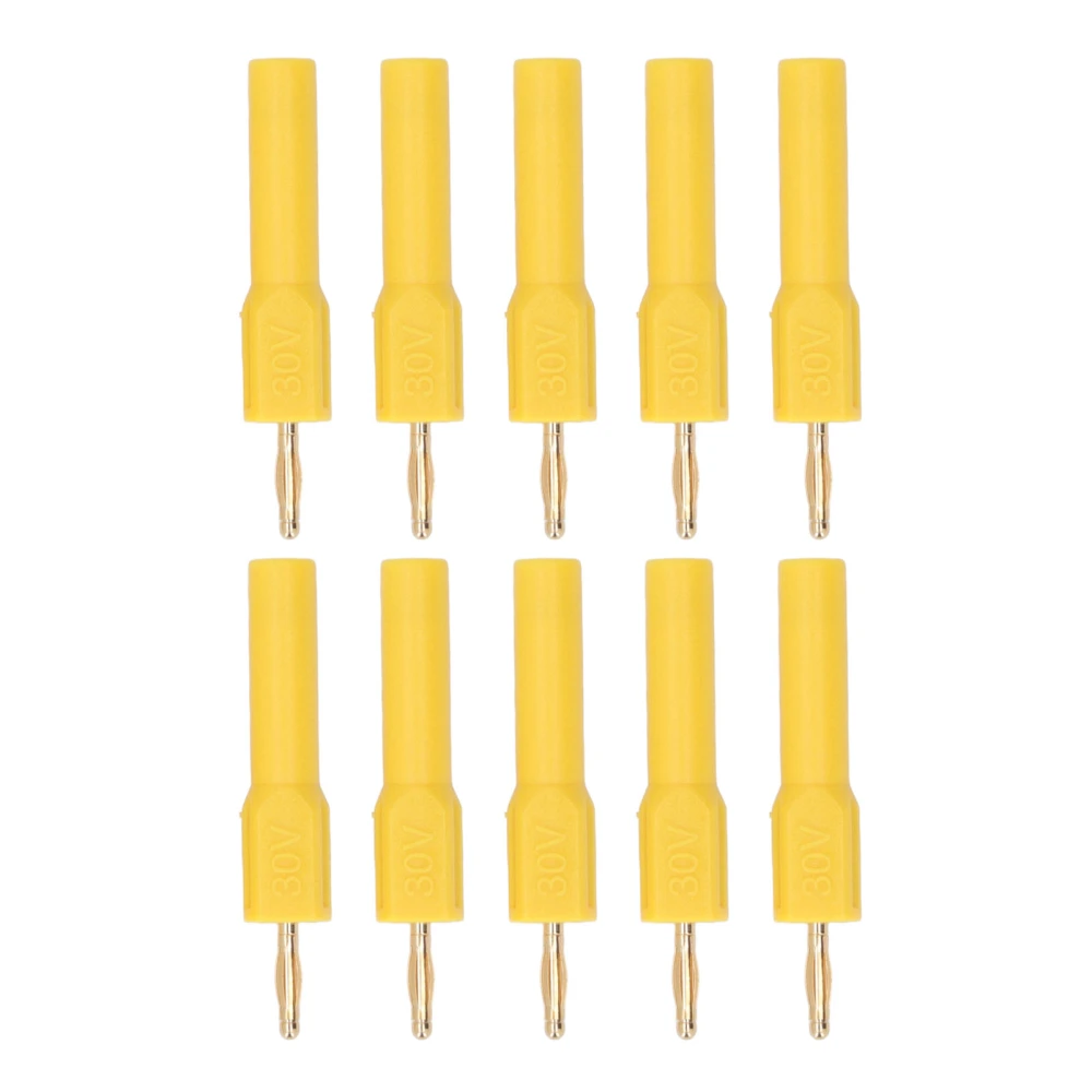 10Pcs Banana Plugs Connector 2mm Male to 4mm Female Adapter Gold Plated Brass 30V Yellow