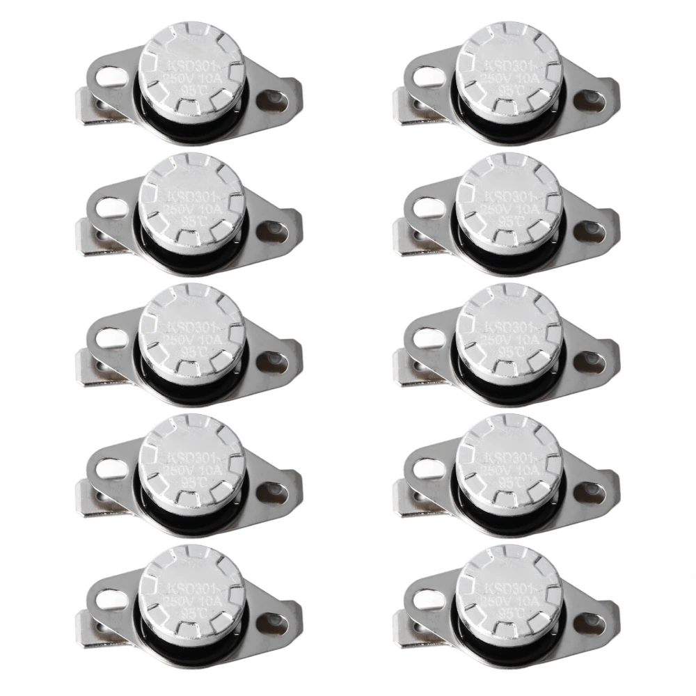 10Pcs Thermal Control Switch Quick Response High Accuracy Control 95℃ NC Thermostat Thermal Switch 10A