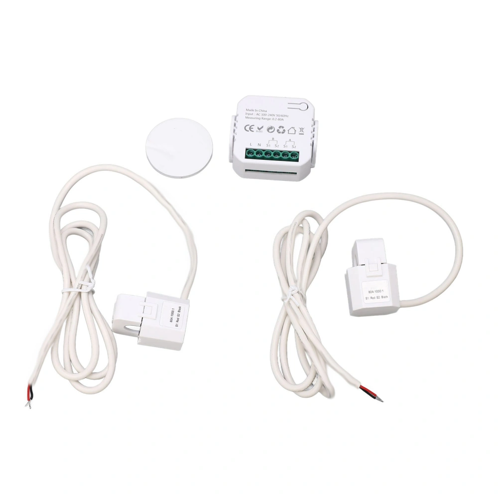 WiFi Smart Energy Monitor Single Phase Clamp Electricity Meter 100‑240V AC for Home Appliances White PJ‑1103A‑W