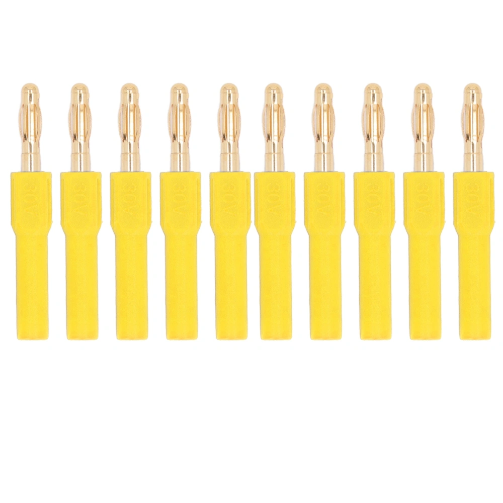 10Pcs Banana Plug 4.0mm Male to 2mm Female Connector 30V AC 60V DC 32A for Testing Yellow