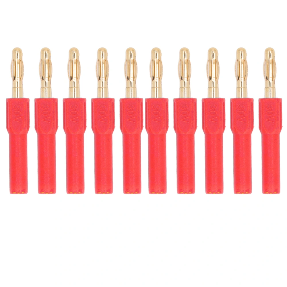 10Pcs Banana Plug 4.0mm Male to 2mm Female Connector 30V AC 60V DC 32A for Testing Red