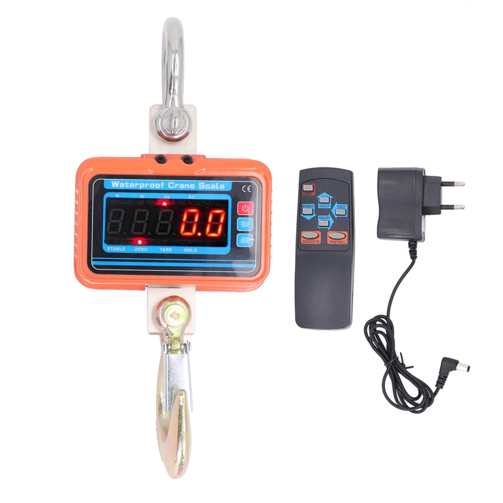 Digital Crane Scale 2200lb Rechargeable LED Display High Accuracy Heavy Duty Electronic Hanging Scale AC100 to 240V EU Plug