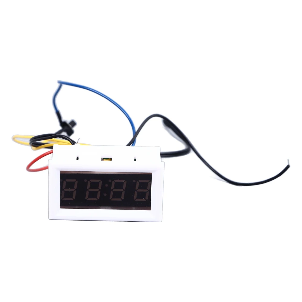 3 in 1 Electronic Clock LED Digital Display Voltmeter Meter Temperature Gauge White Case Green Text